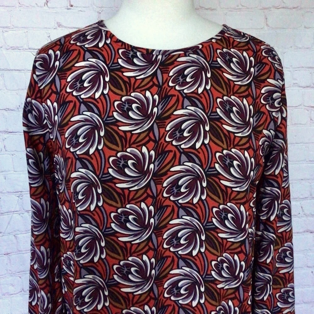 LOFT Red Floral Long Sleeve Midi Dress - Size XSP - Picture 2 of 8